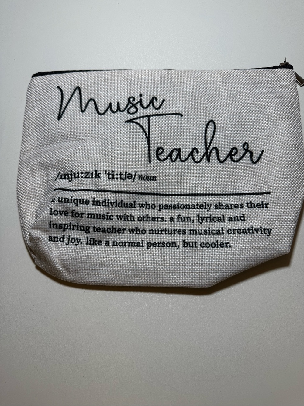 Music Teacher Canvas Pouch - with Black Print